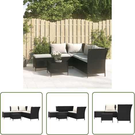 Salon de jardin 4 pcs Contemporain, Ensemble repas de jardin, avec coussins Noir Résine tressée OIB2622E (1/5)