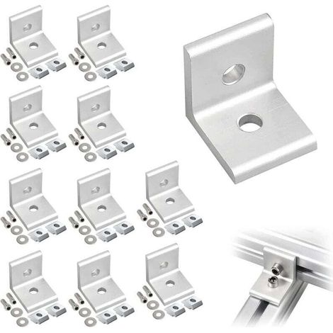 10 Pieces Metal Fixing Brackets, Fixing Brackets (30 x 30 x 27mm), Stainless Steel 90 Degree Angle Shelf Brackets, Metal Brackets for Aluminum (30 x 30 x 27mm) (1/4)