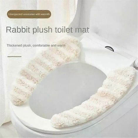 Waschbarer, verdickter Toilettensitzbezug, warm und weich im Winter, Badezimmeraccessoire, wiederverwendbar. (1/5)