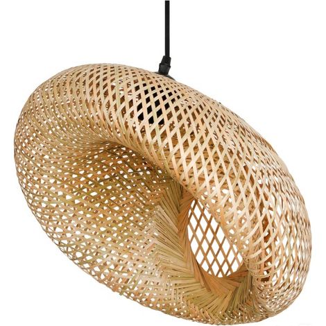 BOHO Hängelampe 50 cm aus Geflecht (1/4)