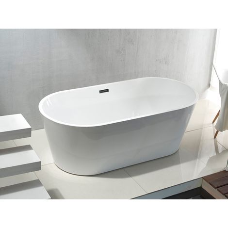 Freistehende Badewanne Standbadewanne Acrylwanne Oval Weiß (BxTxH) 180 x 80 x 60 Aloni Rondo Freistehende Badewanne Acryl Weiß rund 180 x 80 cm (1/5)