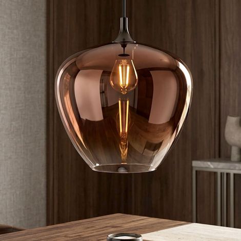 Lampada a sospensione Lampada da soggiorno E27 Nero opaco Vetro Metallo D 40 cm (1/5)