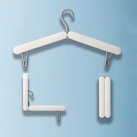 (Gris)Cintres de Pliables Voyage, Cintres Pliables, [3 Pièces] Cintres de Voyage, Cintres de Voyage Portables avec 2 Clips, Gain de Place, pour Maison, Hôtel, Voyages (1/4)