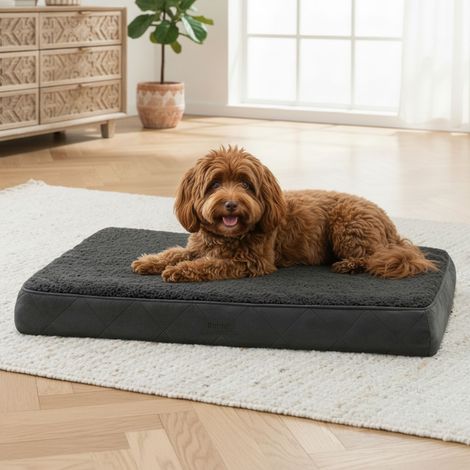 belviona Hundematratze, weiche & stabile Liegematte mit waschbarem Bezug, 76x51x8 cm, schwarz (1/5)