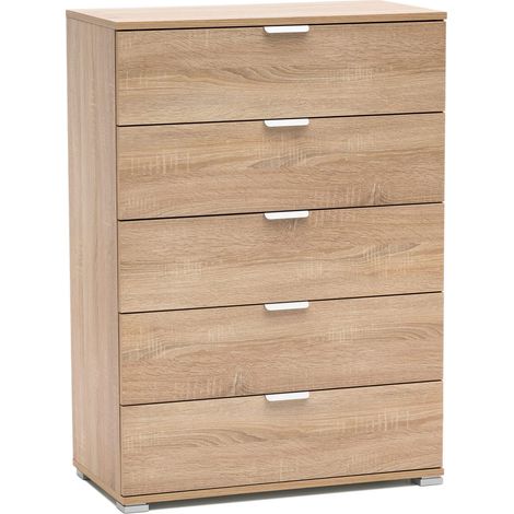 Mobiletto con 5 cassetti in legno nobilitato in varie tinte 75x38xH103 cm - Brown (1/5)
