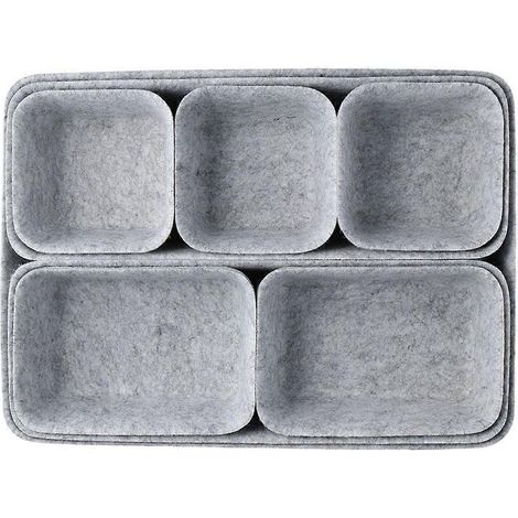 Set mit 8 hellgrauen Filz-Aufbewahrungsboxen für den Schminktisch im Büro (1/5)