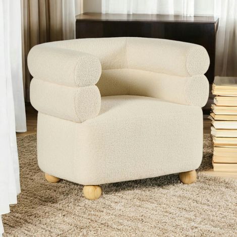 Fauteuil cabriolet design tissu bouclé blanc IENA (1/3)