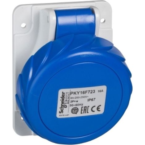 Presa Fissa Incasso Inclinata Ip67 2Pt 16A 220Vcr (Schneider Cod. Pky16F723)