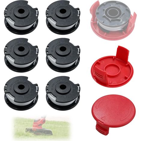 Bobines de fil de rechange pour coupe-bordure sans fil GE-CT 18/28 Li et GE-CT 18/28 Li TC, compatibles avec bobine TLE-03 et couvercle TLE-03-1 - Pack de 6 bobines de fil + 2 couvercles (1/5)