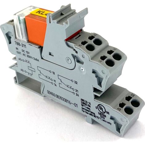 Presa con Relè 12V DC 8A Wago 788-311 per Montaggio Plug-In (1/3)