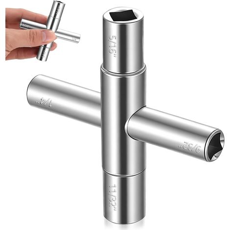 Clé Carrée 4 Voies, Cle Carre pour Purgeurs de Radiateurs, 6,5mm/7mm/8mm/9mm Clé Carré, cle universelle pour armoires électriques, compteurs d'eau et de gaz (1/5)