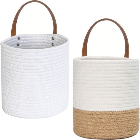 Lot de 2 Boîtes Murales Bleues 18x20cm Rangement Clés Cuisine Ail Oignon Décoration Tressée (1/4)