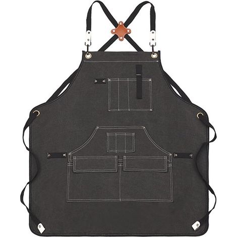 Tablier de travail multifonction, tablier de bricolage et menuiserie avec rangement pour outils, adapté à l'atelier, peinture, jardinage et loisirs créatifs, gris foncé (1/5)