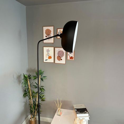 Lampadaire Selor Métal Moderne E27 Largeur 37 cm Abat-jour Réglable Tablette Variateur (1/4)