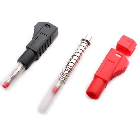 Fiches bananes isolées 4 mm,4mm fiche banane Fiche Banane Rétractable Avec Gaine Rétractable pour cordons de test multimètre et (1/4)