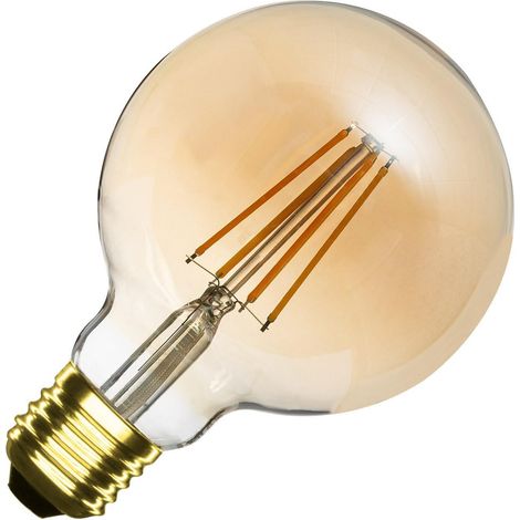 Bombilla Filamento LED E27 Casquillo Gordo 6W 600 lm Regulable G95 Gold No Flicker 2700K Blanco Cálido