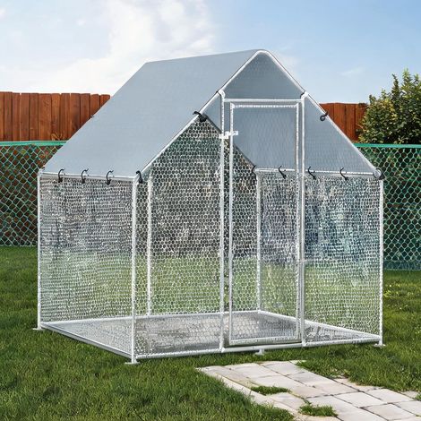 Poulailler argent en acier galvanisé 200 x 200 x 200 cm (1/5)