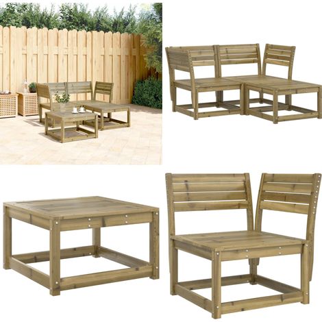 Set Divani da Giardino 3 pz in Legno Impregnato di Pino - Divano da esterno - Divano angolare