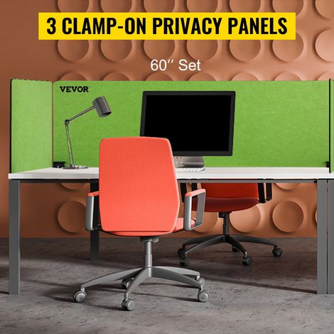 Panneau de Séparation pour Bureau 3 Panneaux Verts Séparateur de Bureau Acoustique 152x61x61 cm Panneau Frontal Acoustique Épaisseu… (1/5)