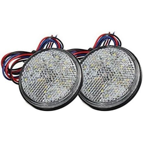 Feux de Remorque LED, 12V Feu Arriere pour Remorque 2PCS remorque Voiture Feu de Freinage Réflecteur Rond LED Feu de Gabarit LED pour Camion de Moto Automobile (Blanc)