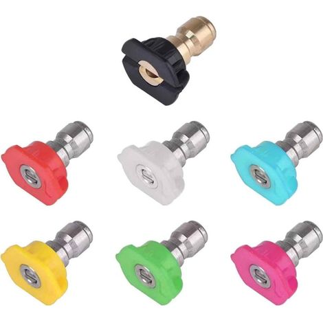 7 pièces Buses de Nettoyeur Haute Pression, 1/4 Raccord Rapide, pour Lavage Voiture et Jardinage, Compatible avec Autres Nettoyeurs (1/5)