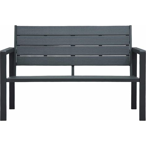 vidaXL Banco de jardín HDPE gris aspecto madera 120 cm (1/2)