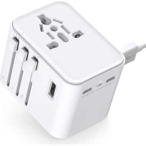 Adaptateur Prise Universelle Adaptateur Voyage avec 2 Ports USB A et 2 Ports Type C，France vers USA Canada UK Italie Australie Chine Japon Thaïlande，Prise Universelle Voyage (1/5)