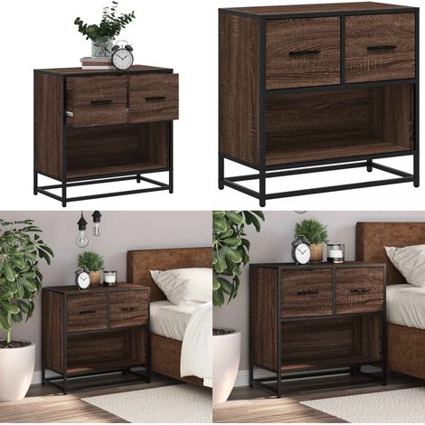 vidaXL Table de chevet chêne marron 60x31x60 cm bois ingénierie métal (1/5)