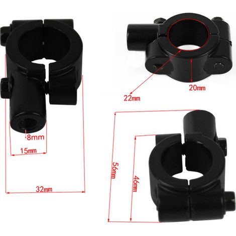 Adaptateur de rétroviseur, couleur noire, pour le montage et le réglage sur les motos, pour l'entretien des motos.-AquaForge (1/5)