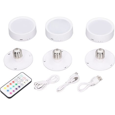 Set aus 3 wiederaufladbaren, berührungsempfindlichen LED-Lampen, 4-Farben-Dimmer, Timer, E26-Sockel und Fernbedienung (1/5)