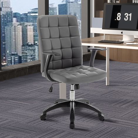 Chaise de bureau à roulettes 58x59x96 cm en PU gris (1/5)