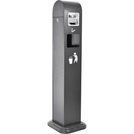 Posacenere a Colonna con Cestino 33x120x31 cm in Metallo Grigio Gotico 10L per Interno Esterno (1/4)