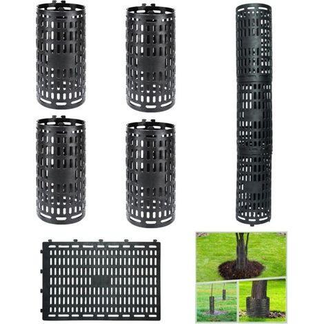 Protection de tronc d'arbre - Raccord ajustable, convient aux jardins, bois, etc. - Lot de 10, noir, 38,1 x 25,4 cm (1/4)