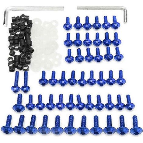 Kit de 158 vis et écrous universels pour carénage de moto Yamaha YZF R1 R6 R3 2004-2008 (Bleu) (1/5)
