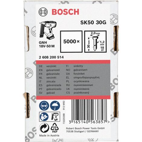 Clous galvanisés Bosch SK50 30G galvanisé 1 2 mm
