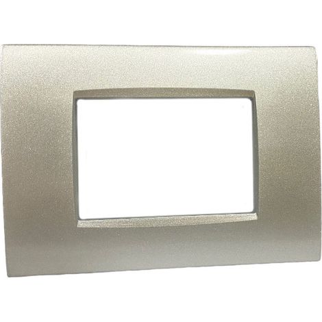 Placchetta per interruttore in metallo a 3 posti silver cassetta 503 compatibile con living air supporto cover (1/2)