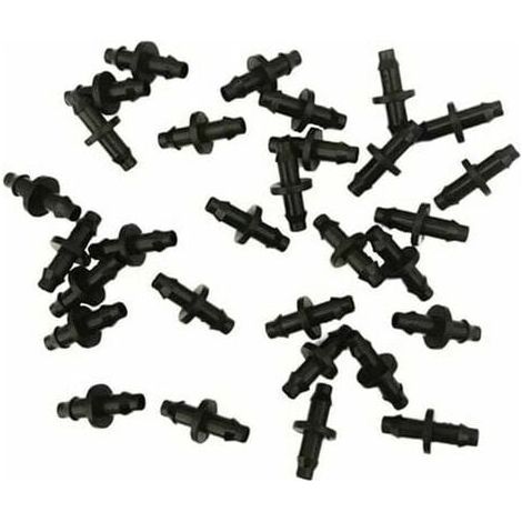 Lot de 100 raccords cannelés 4/7 mm, connecteurs droits pour tuyau d'arrosage, kit d'assemblage pour système d'irrigation goutte-à-goutte, noir (1/4)