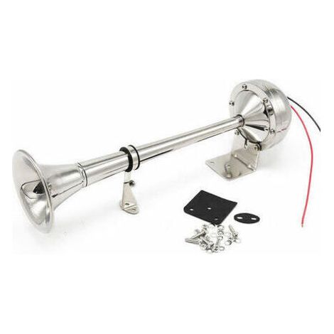 Klaxon monotube 125 dB en acier inoxydable – Klaxon 12V pour yacht et bateau – Avertisseur sonore puissant pour voiture (1/5)