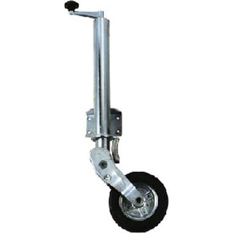 Maxter – Roue jockey pivotante 60 mm – Capacité 250 kg – Tube en acier – Hauteur ajustable 530/800 mm – Bride à boulonner entraxe 105 mm