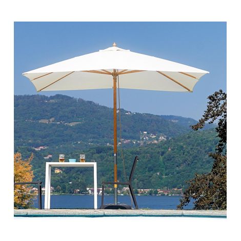 Bambus Sonnenschirm mit ecru Leinwand 300x200 cm MALIGI HOME MG-ISABELLA Ecrù (1/5)