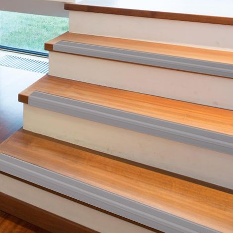 10m Grau Rutschfeste Treppenkante, Selbstklebende Kantenleiste Flexible PVC-Gummistufen-Kantenleiste, Wasserdicht Stufenkantenprofil Für Den Innen- Und Außenbereich
