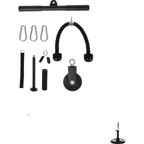 Sistema de poleas para gimnasio en casa, cable ajustable, diseño robusto, color negro. (1/2)