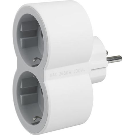 Adaptador frontal doble 10/16a entrada horizontal blanco/gri