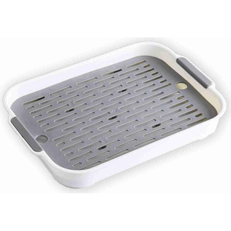 Double-Layer Dish Drainer for Food, BPA-Free Plastic Kitchen Countertop Drying Rack with Water-Saving Bottom Tray for Cups, Ass (1/5)
