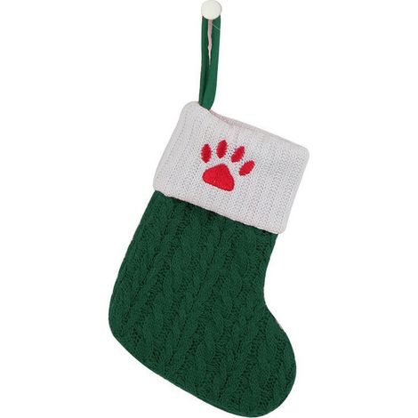 Chaussette De Noël En Laine - Décoration Suspendue Pour Arbre De Noël - Motif Patte De Chien Et Flocon De Neige - Lot De 2 (1/2)