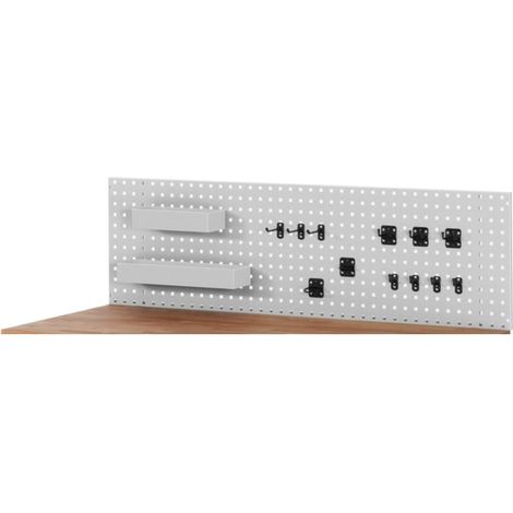 Panneau perforé STIER, lxPxH 1 500x15x450 mm, avec jeu de 12 supports d'outils et 2 casiers de rangement (1/4)