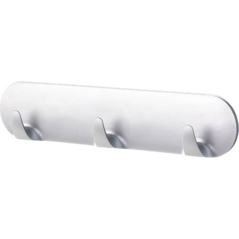 Colgador de cocina autoadhesivo triple TESA, tres ganchos, color plata, hasta 3 kg