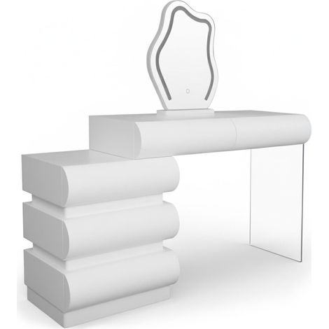 Coiffeuse Extensible  5 Tiroirs "Sherazade" 101-140cm Blanc