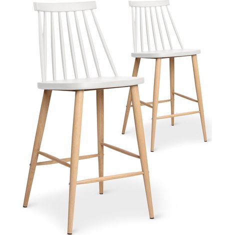 Lot de 2 chaises de bar scandinaves Trouville Blanc (1/5)
