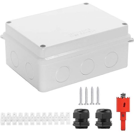 Boîte électrique, boîte étanche extérieure, boîte de jonction IP65, avec trous pré-percés, enveloppe extérieure blanche pour cordon d'alimentation. (1/5)